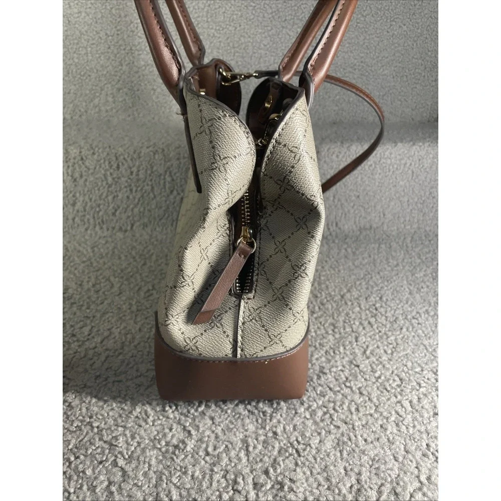 Nine West Purse Tote Satchel/ Taupe Faux Leather Shoulder Bag Handles‎